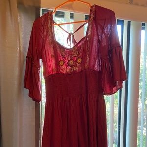 Francesca’s Collection - Bell Sleeved Red Dress